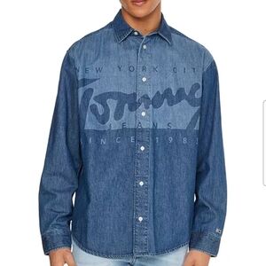 Tommy Jeans Men's Lasered Denim Button Shirt - Medium